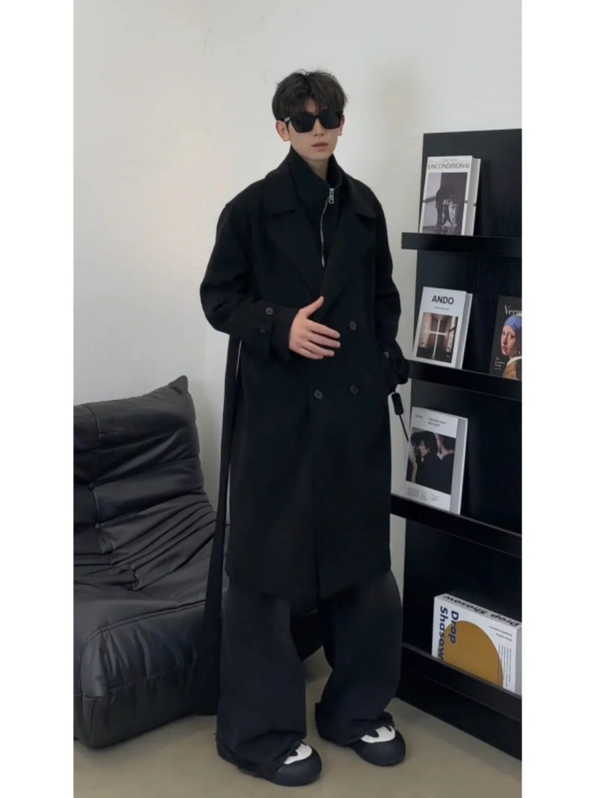 

Briti Sle Woolen Coat Men's Faion High-End Feeling Fake Two-Piece Suit Jaet Autumn Winter Naples Windbreaker