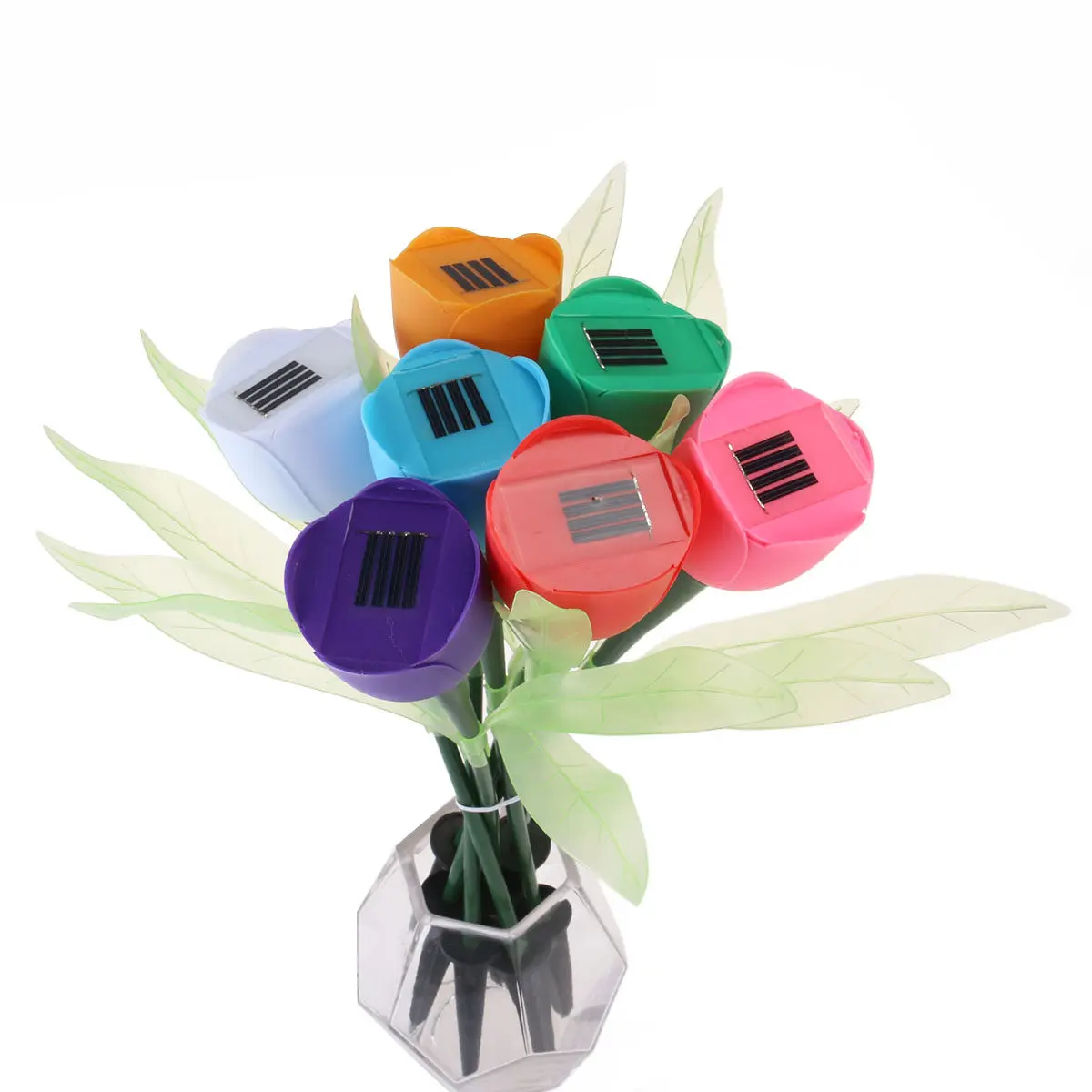 7Pcs Solar LED Tulip Light for Outdoor Garden Home Use Easy Install on Off Switch Rechargeable Battery Powered Decorative Flower