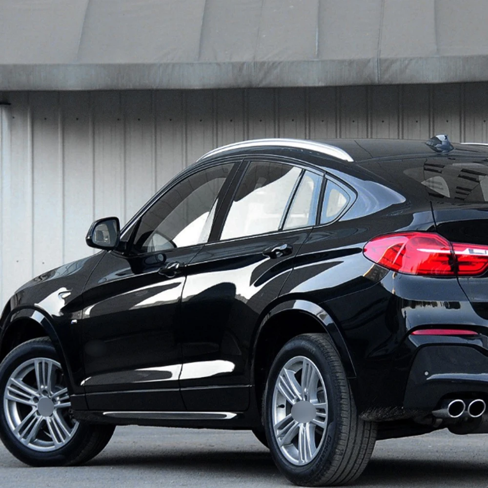 

Наклейки для BMW X4 F26 2011-2017: глянцевые черные наклейки для стекол и стоек ABC, имитирующие хром, для полного затемнения.