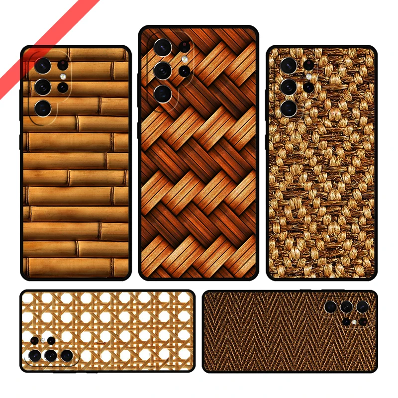 Bamboo Inlay Style Phone Case For Samsung Galaxy S20 FE S21 S10 S23 Plus S24 S22 Ultra Coque Note20 Note10 S9 S8 Cover Capa