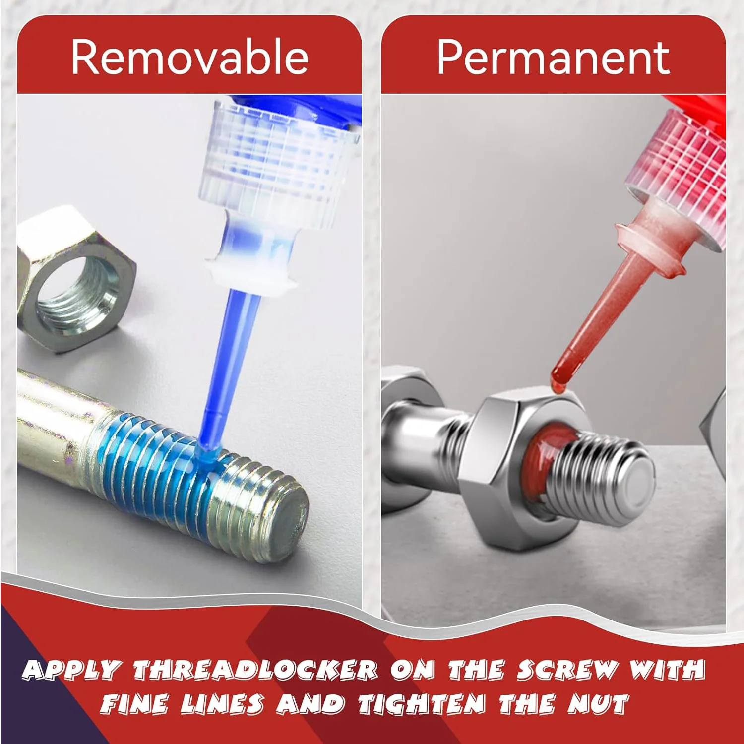 Mittel- und hochfestes Gewindesicherungsmittel zur Verhinderung von Lösen und Korrosion, die für die Automobilwartung verwendet werden.