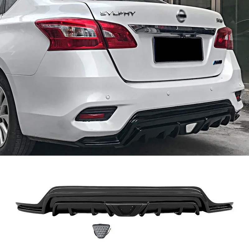 

Для Nissan Sentra Sylphy 2014-2018: Задний бампер-диффузор с LED-подсветкой, обвес, сплиттер, внешние аксессуары