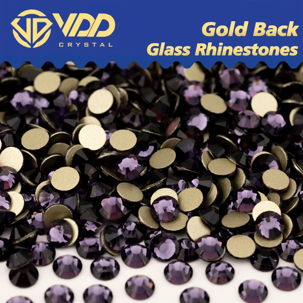 VDD 035 Tanzanite High Quality SS4-SS20 Glass Rhinestones Crystal Gold Flatback Non-hotfix Stones For DIY Nail Art Crafts