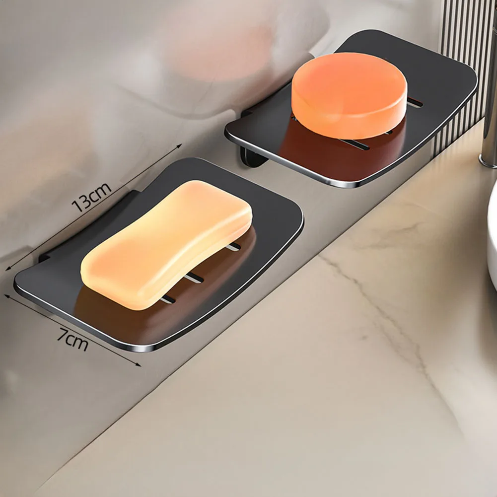 Wall Mount Soap Dish Built from Space Aluminum - Prevents Water Pooling with Drain Holes - 13x7cm for Bathroom Kitchen