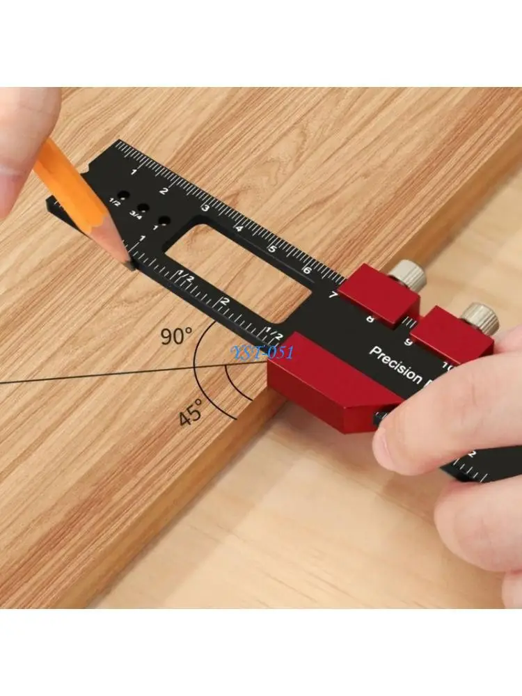 

E15A 6/8/12Inch Woodworking Ruler Aluminum Slide Ruler Professional Track Ruler