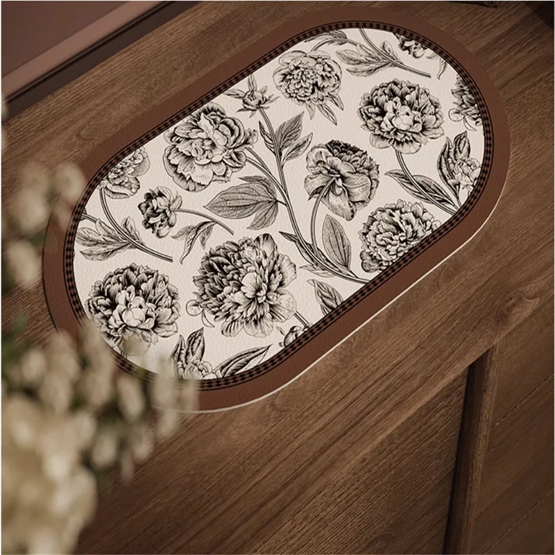 Luxury Retro Placemats for Dinner Table,Washable Leather Place Mat,Non-Slip,Heat Resistant,Indoor Dining Table Decor,
