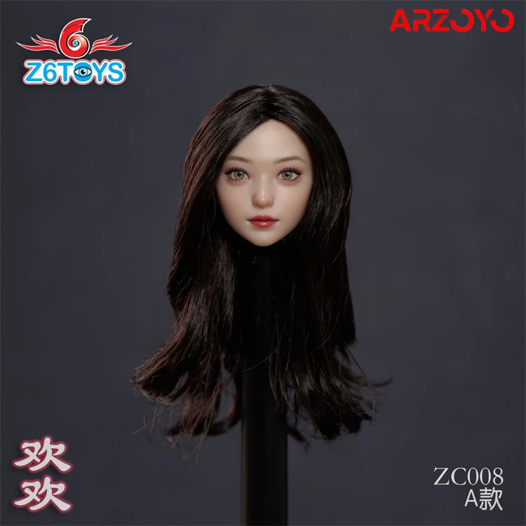 Z6TOYS ZC008 1/6 Young Girl Huanhuan Head Sculpt with Movable Eyes Model Fit 12'' TBL Pale Female Soldier Action Figure Body