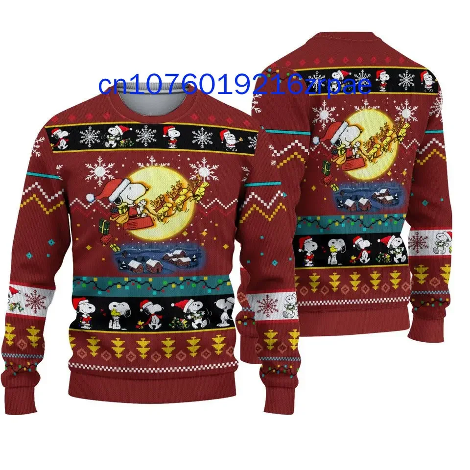 2024 New Snoopy Christmas Sweater 3D Print Men and Women Casual Cartoon Sweatshirt Christmas Sweater