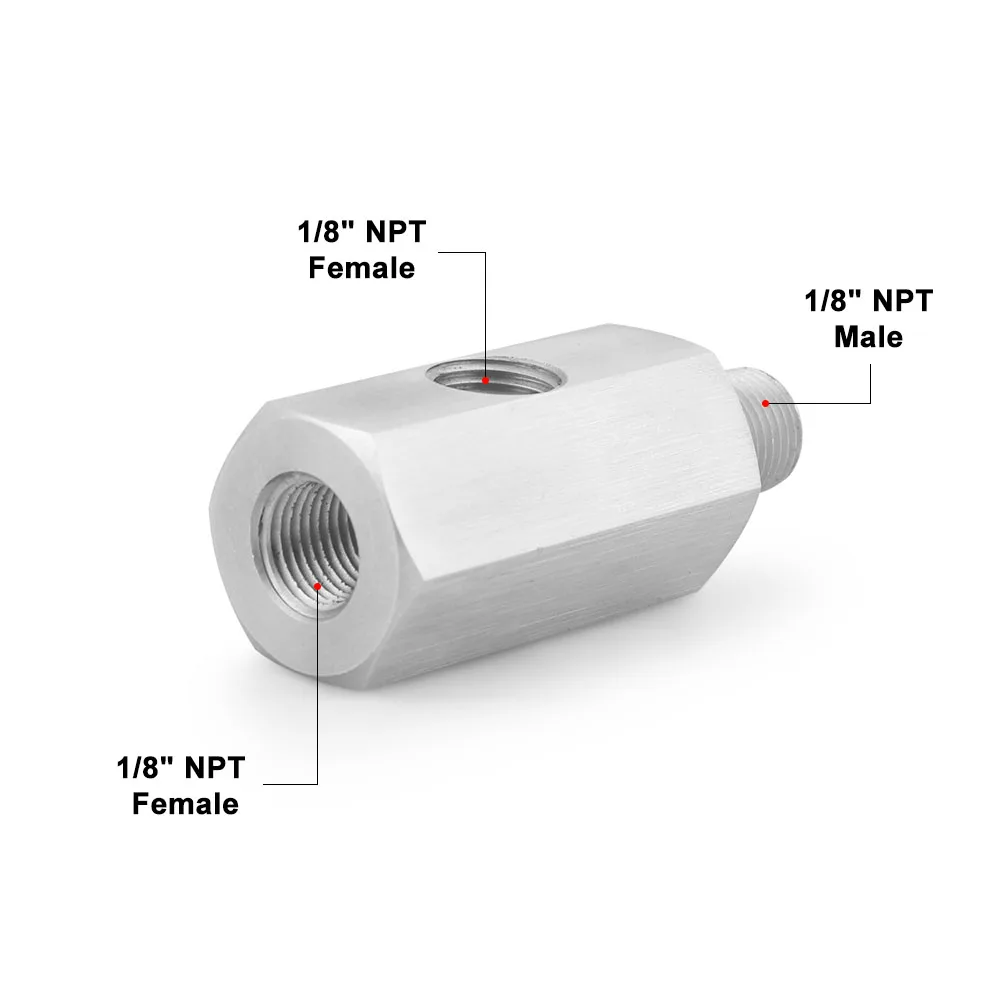 Edelstahl-Seiten löcher 1/8 "npt Buchse bis m12 m10 m14 1/8npt 1/4npt Öldrucksensor-Anschluss Zuleitung Manometer T-Adapter – Detail 10
