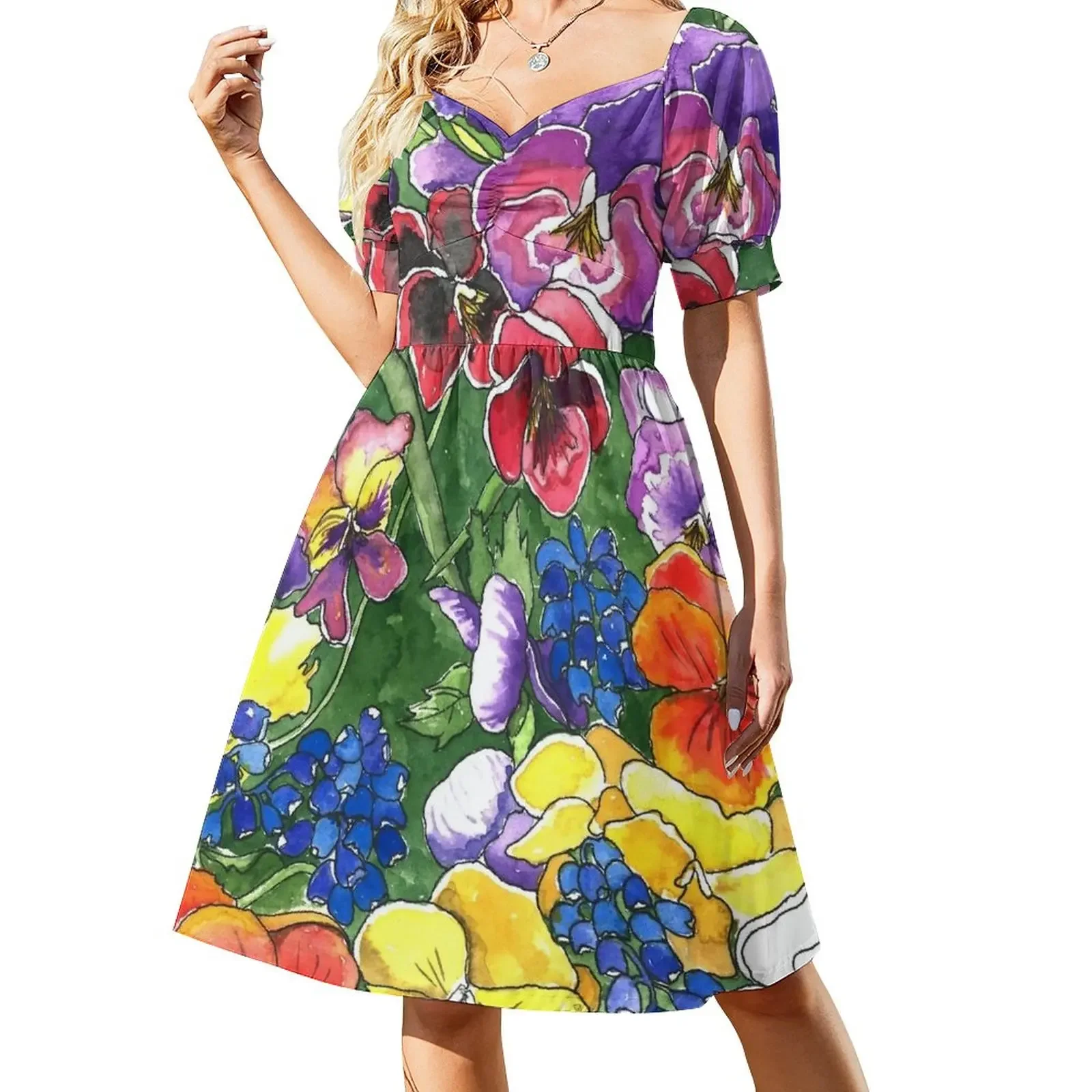 

Pansies Short-Sleeved Dress prom dress prom dress 2025 dresses for womens 2025