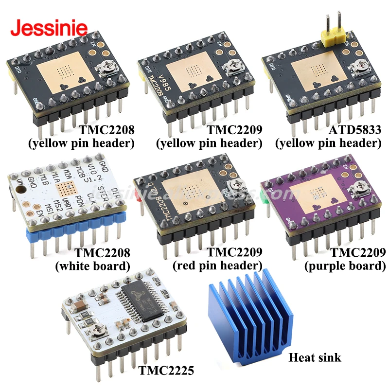 1-5pcs TMC2208 TMC2209 ATD5833 TMC2225 Stepper Motor Ultra-quiet Driver Module 3D Printer Accessories with Heat Sink
