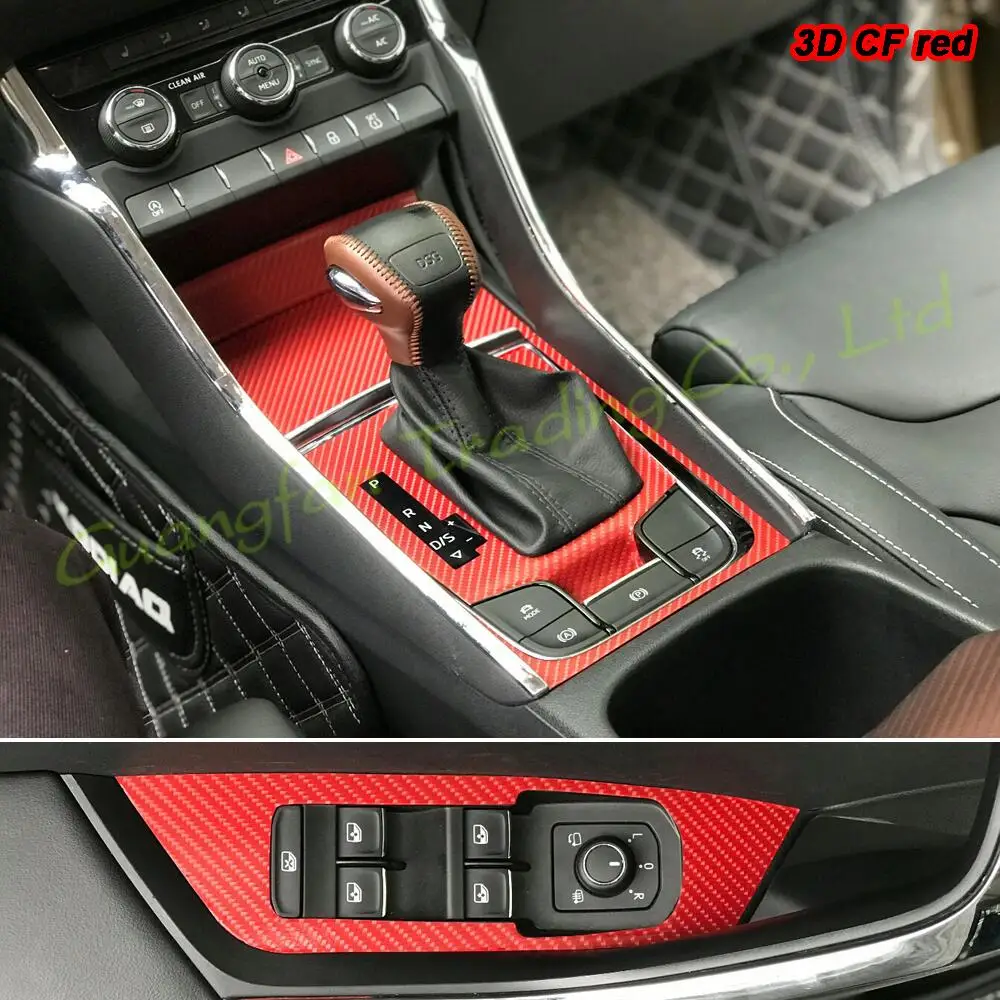 

For Skoda Kodiaq 2017-2020 Interior Central Control Panel Door Handle 3D/5D Carbon Fiber Stickers Decals Car styling Accessorie