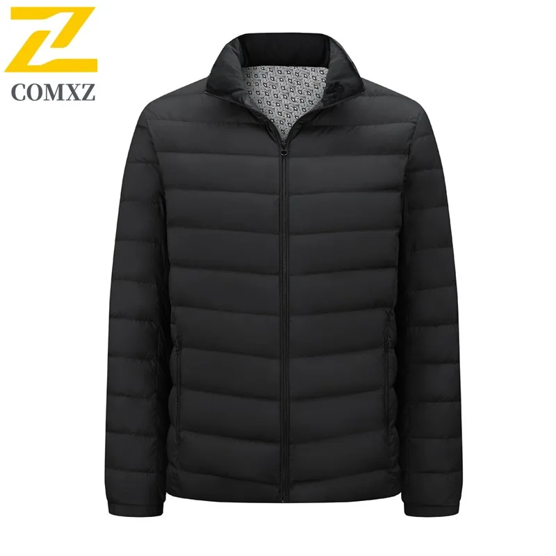 COMXZ Autumn Winter New Men Down Jacket Big Size Hooded Thermal Thickened Casual waterproof Coat Jacket 90% White Duck Down 2025