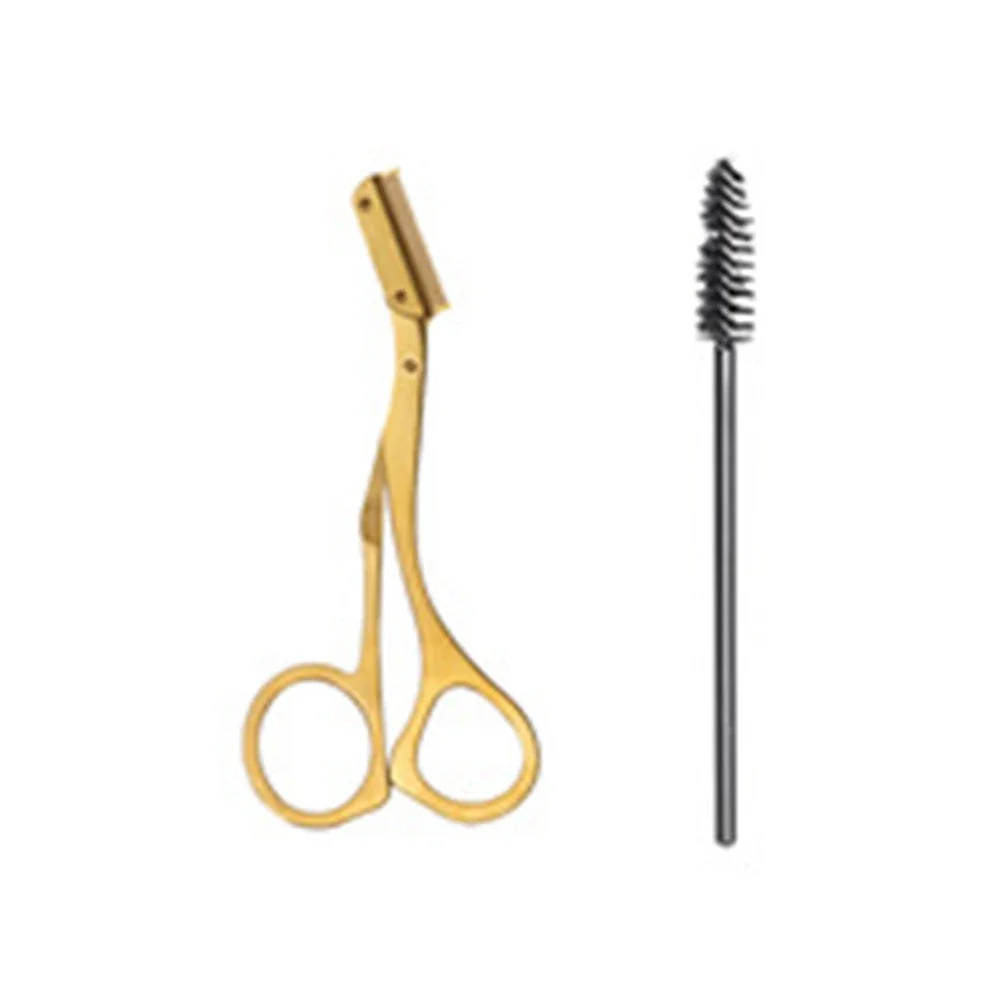 ステンレス鋼眉毛はさみ眉毛コーム付き高品質化粧はさみ眉毛トリミングナイフ脱毛シェーバーツール