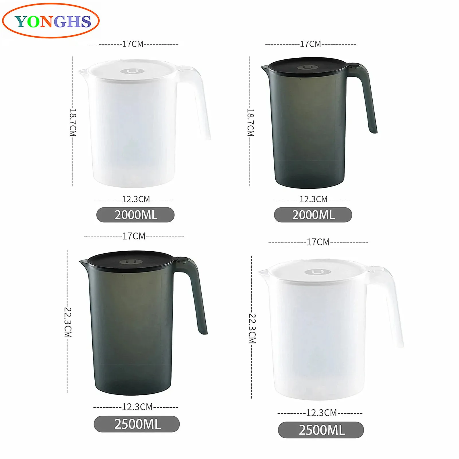 

Plastic Water Jug with Lid Large Capacity Ergonomic Handle Pitcher for Both Iced And Hot Water Ice Tea Juice