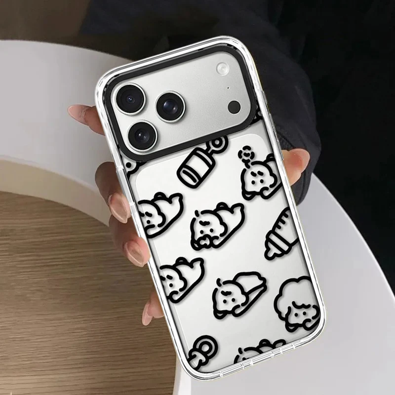 

Full Screen Line Baby White Border Magnetic Impact Cover for IPhone 13 14 15 16 17 Pro Max Case for IPhone 17 Air