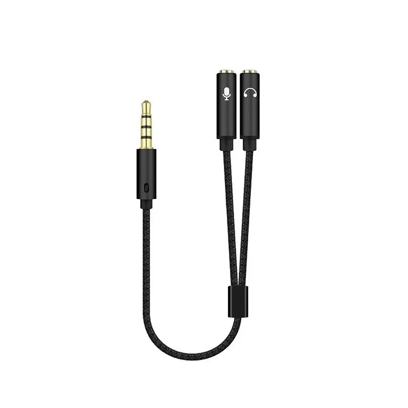 3.5 مللي متر جاك مقسم صوت سماعة ميكروفون ومكبر صوت جاك 3.5 مللي متر 1 ذكر إلى 2 أنثى كابل لسماعة الصوت المحمول الموسع #5