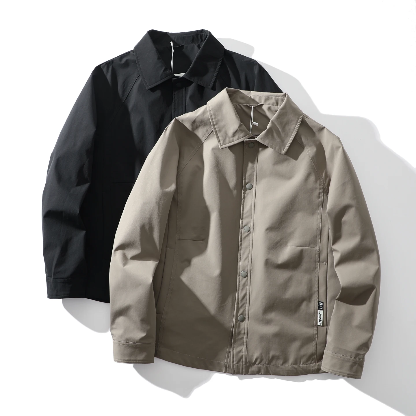 

Мужская повседневная куртка с воротником из полиэфирного волокна, с длинными рукавами, приталенного кроя, для осеннего сезона, для молодежи, стандартной длины