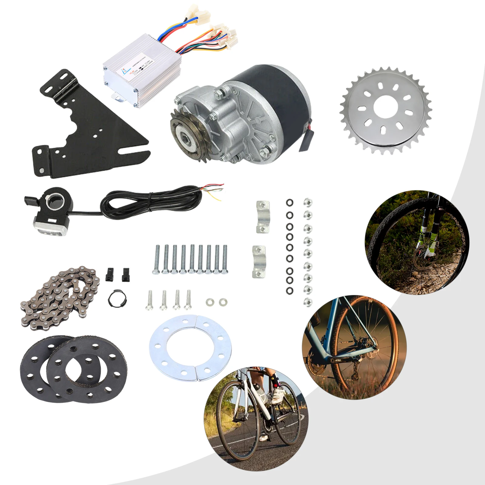 350W 36V Electric Bike Thumb Throttle Kit Electric Bike Conversion Kit With Chain Thumb Throttle Wheel 16 Inches to 28 Inches