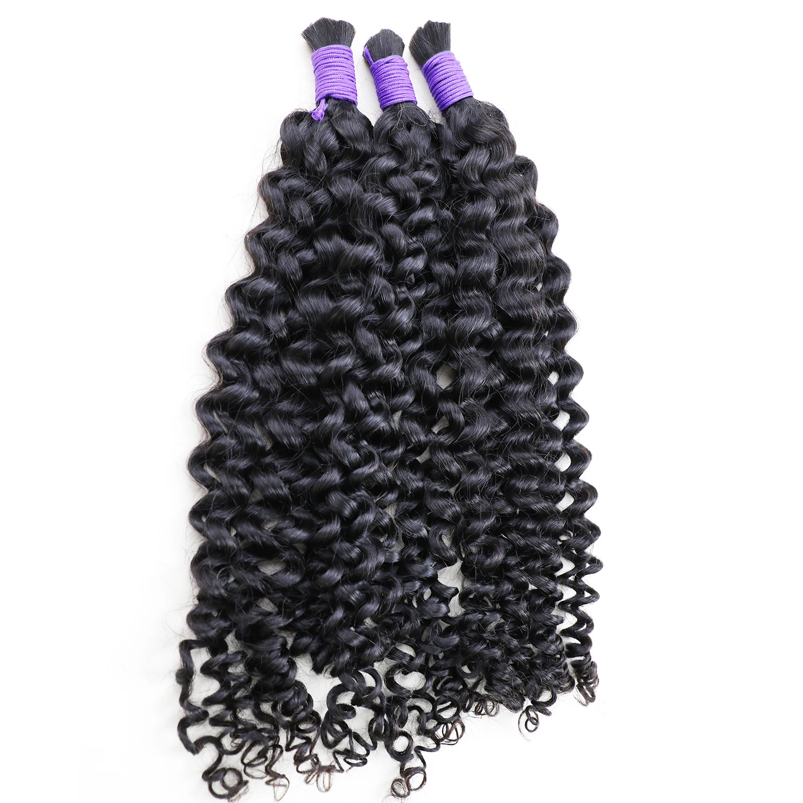 Volume preto natural brasileiro do cabelo humano para trançar, encaracolado, nenhuma trama, micro trança, extensões do cabelo, 100g