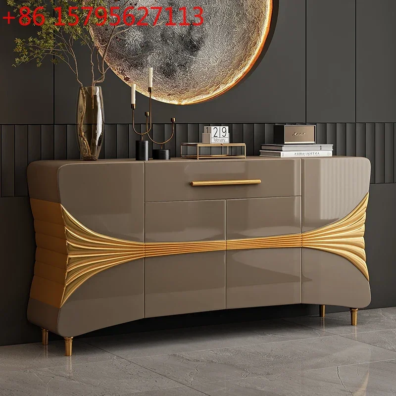 

Italian Entrance Cabinet Light Luxury Sideboard Cabinet Locker Mid-Ancient Hall Solid Wood Multi-Layer Board Home Shoe Cabinet