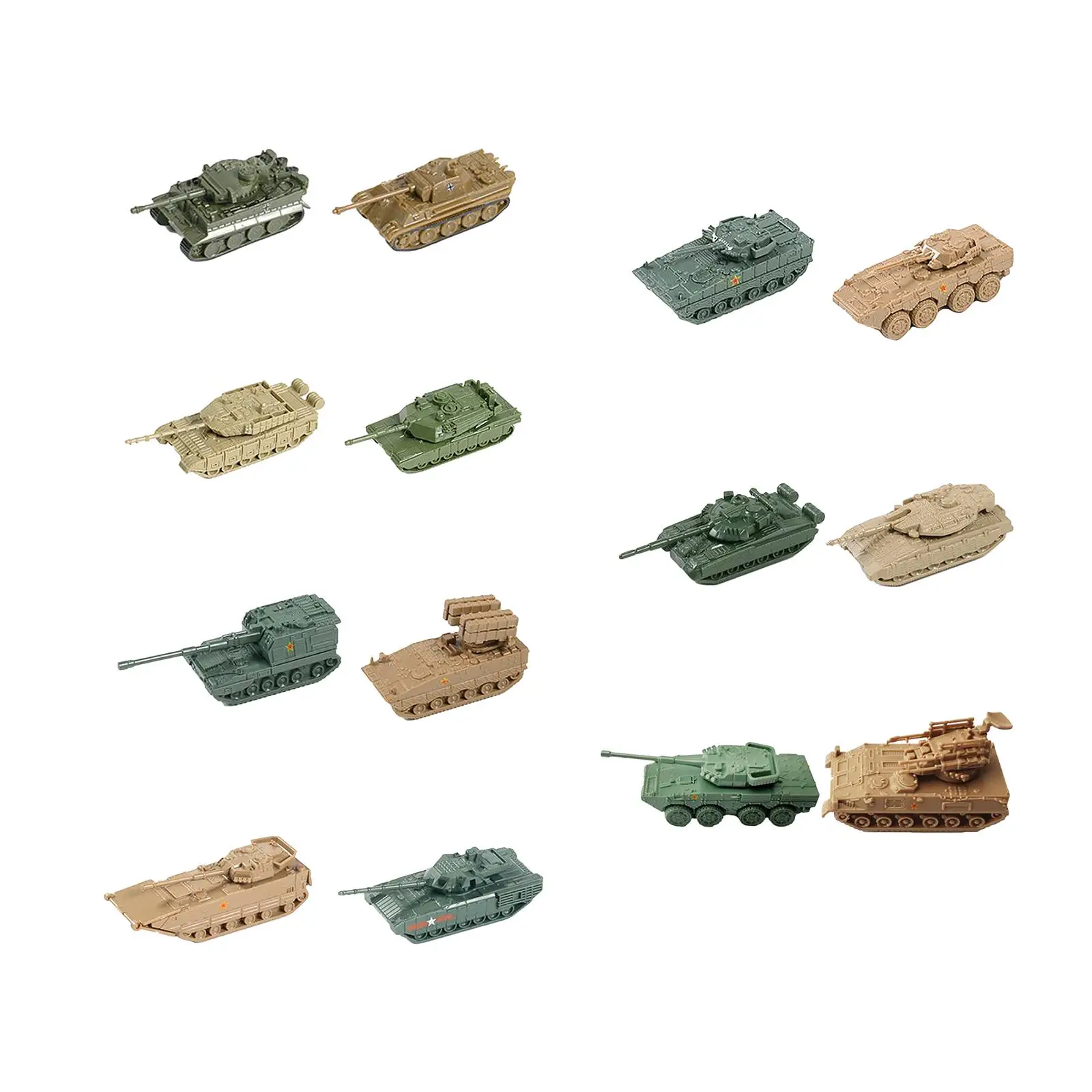 2x 1/144 Tank Model DIY Assemble Miniature Collectibles Tracked Crawler Chariot