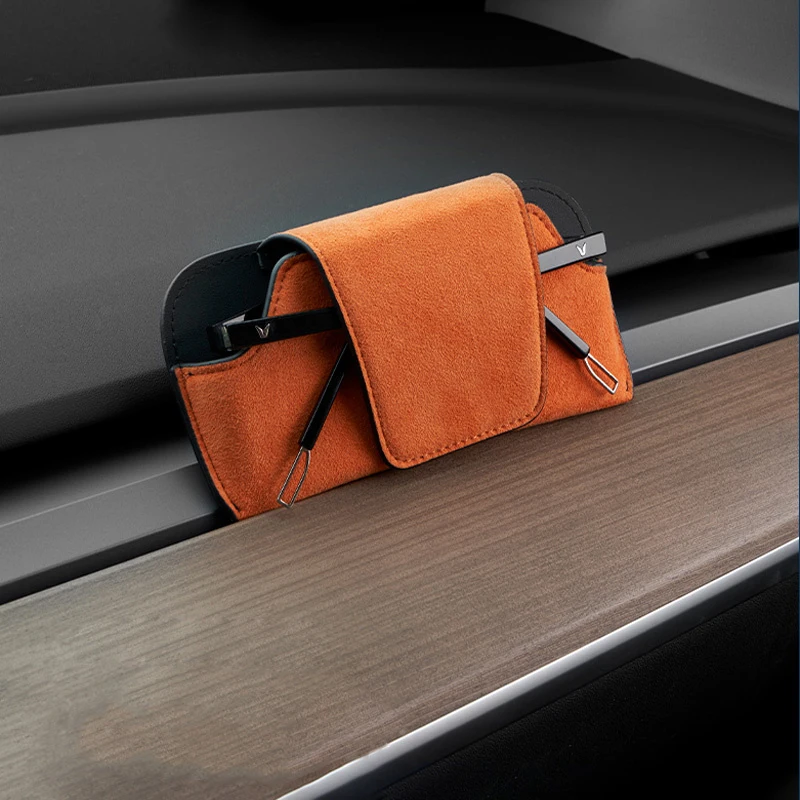 Car Suede Leather Glasses Box Sun Visor Glasses Case Storage Accessories For Genesis Logo EQ900 G70 G80 G90 GV60 GV70 GV80 GV90
