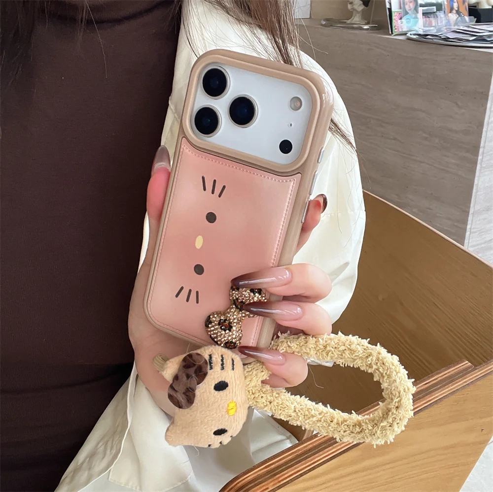 

Luxury Flash drill Bow Leather Fashion phone case for iPhone 13 14 Pro 15 16 Pro Max 17 cover cute Hellokitty new shockproof Cas