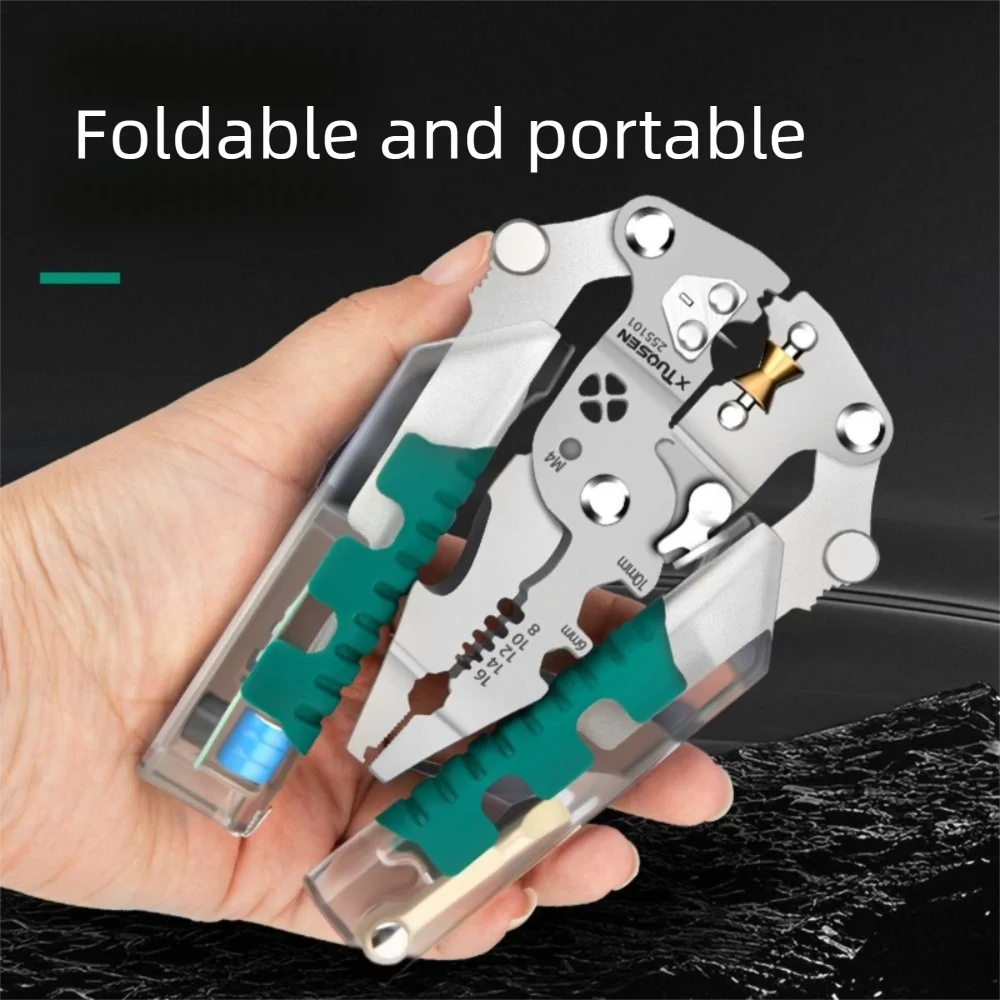 

Voltage Testing Electrician Stripping Plier Cable Cutting Crimping Foldable Wire Stripping Pliers Efficient Wiring Cable Clamper