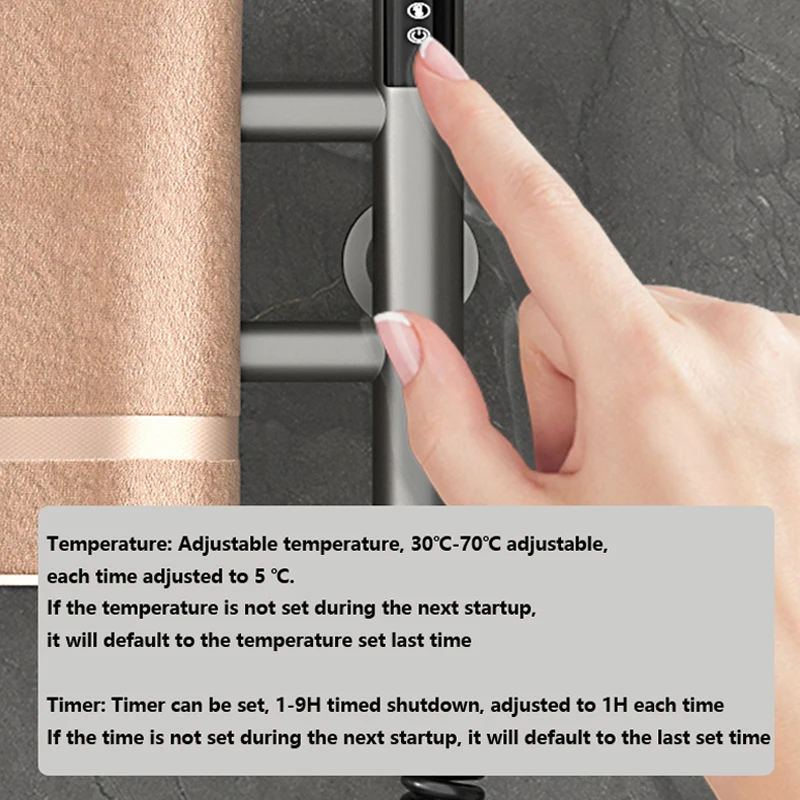 Imagem -05 - Aquecedor de Toalhas em 304 3070 ° c Ajuste 1-9h Cronometragem Toalheiro Elétrico Aquecido Inteligente 50*66*23.5cm 110v 220v Aço Inoxidável