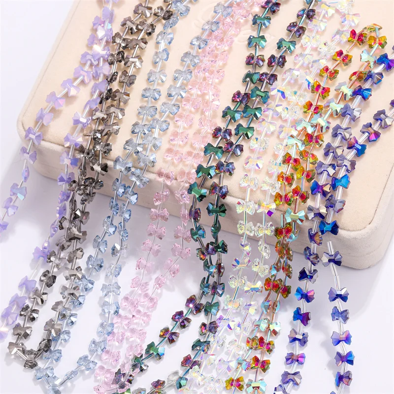 7x10mm wysokiej jakości księżniczka Bowknot kryształowe szklane koraliki błyszczące kolorowe koraliki dystansowe do tworzenia biżuterii DIY urok bransoletka z kolczykami