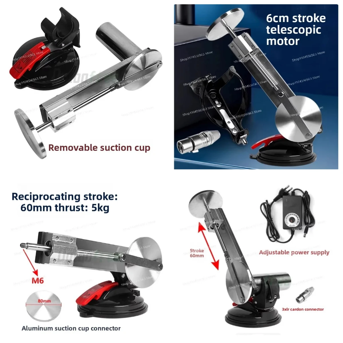Adjustable Angle Large Suction Cup Motion Mount with 6cm Stroke Motor Infinitely Variable Speed for DIY Cup Holder Stand