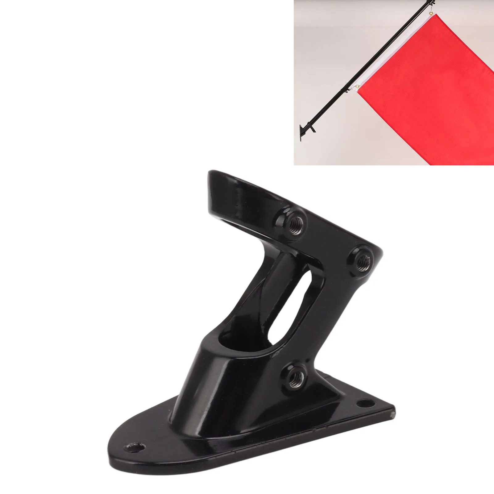 ZK40 Flag Pole Holder Bracket Aluminum Alloy Double Hole Rustproof Thickening Heavy Duty Flag Holder for Outdoor Black