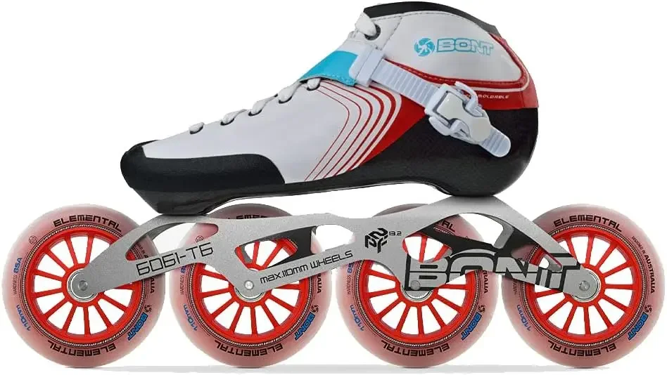 Schlittschuhe – Inline-Speed-Skating-Rennschlittschuhe – GT4-Skate-Stiefel + 6061-Rahmen + Elementarräder + ABEC5-Lager