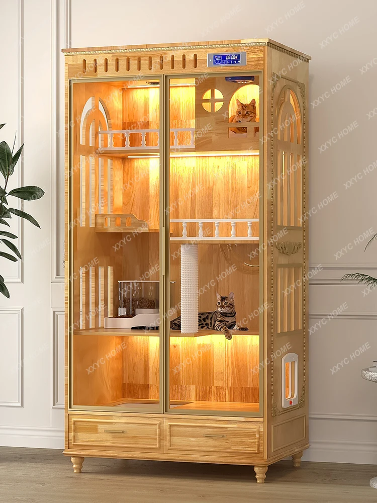 Cat Villa Solid Wood Household Solid Wood Cat Cage Cat Nest Cat Cabinet Cat House Luxury Large Space