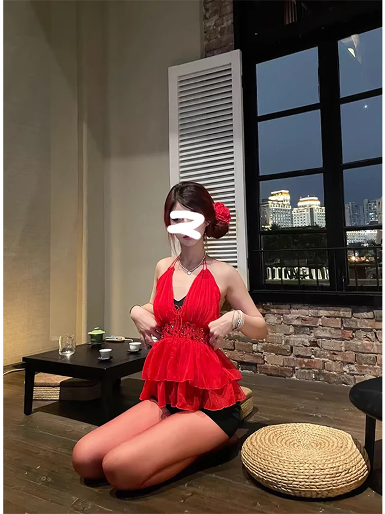 

Original Early Taste Handmade Bead Binding Ne Top Women's Vest Faion Commute Sle Pure Color Spring Season Regular Length