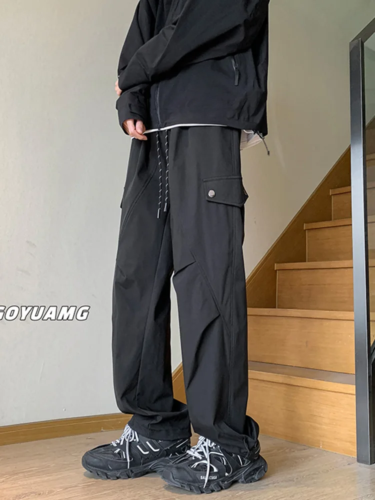 

American Sle Cargo Pants Men's Spring Autumn Loose Straight Workwear Trousers High Street Vibe Paratrooper Pants