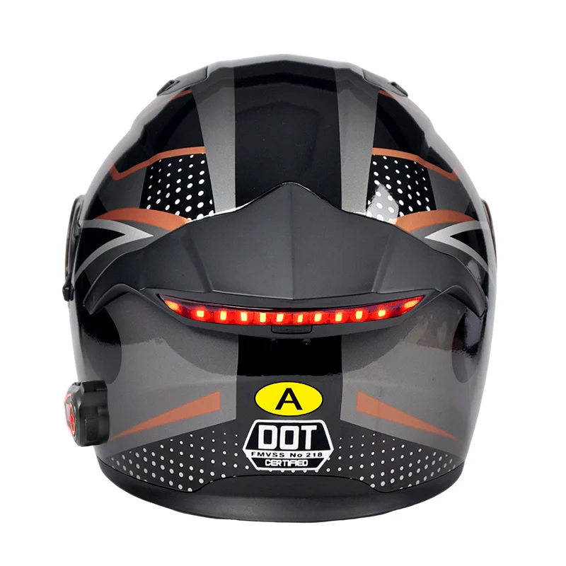High Quality LED Tail Light Flip Up Motorcycle Helmet with BlueTooth Dual Lens DOT Certification Motorcycle Helmet Wholesale