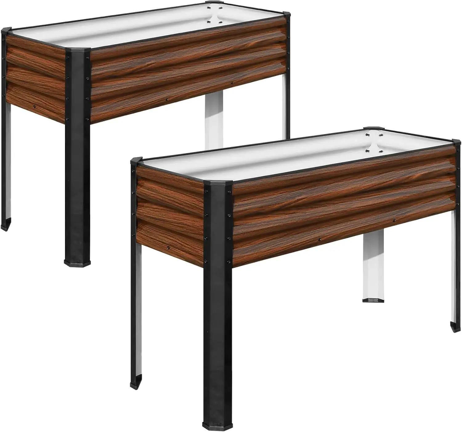 Raised Garden Bed with Legs, 2PCS 48×18×32in Outdoor Metal Elevated Raised Planter Box for Backyard, Patio, Balcony