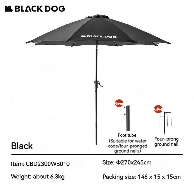 Naturehike BLACKDOG Camping Sun Canopy Umbrella Adjustable Parasols Outdoor Portable Beach Rainproof Fishing Folding Awning