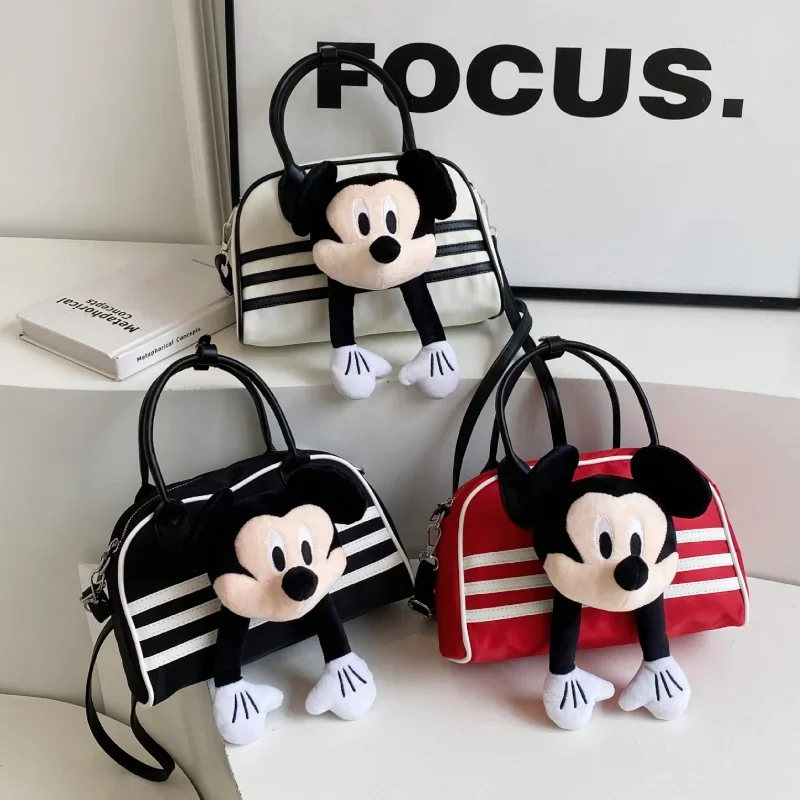 Disney Mickey cartoon doll black portable bowling bag women's new cute casual fashion soft shoulder messenger cloth bag