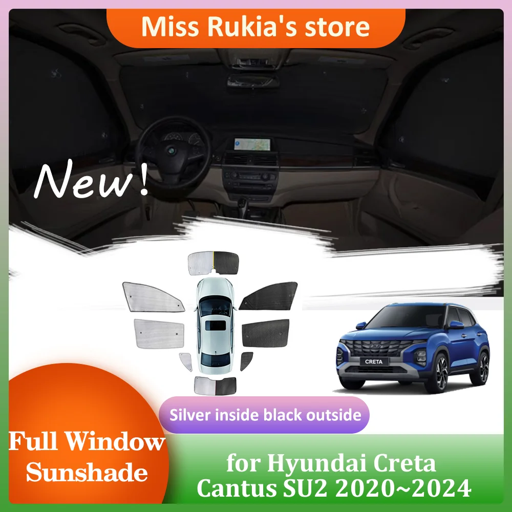 

Full Sunshades for Hyundai Creta Cantus SU2 2020~2024 Roof Windows Sun Visor Side Windshield Curtain Sunroof Cover Accessories