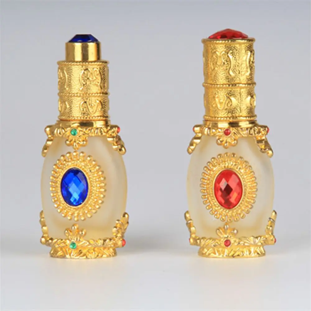 1PC Vintage Metal Perfume Bottle Arab Style Essential Oils Dropper Bottle Container Middle East Weeding Decoration Gift