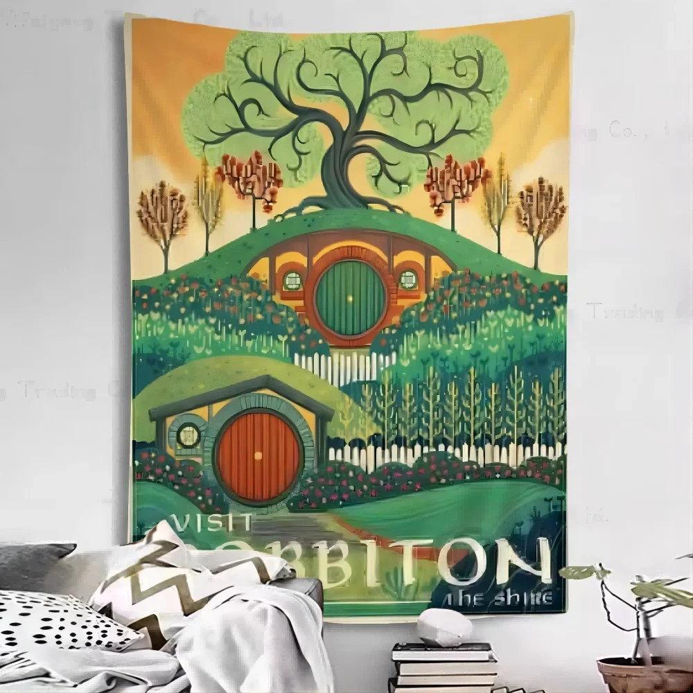 

Classic Vintage The Lords Of The Rings DIY Wall Tapestry Hanging Tarot Hippie Wall Rugs Dorm INS Home Decor kawaii room