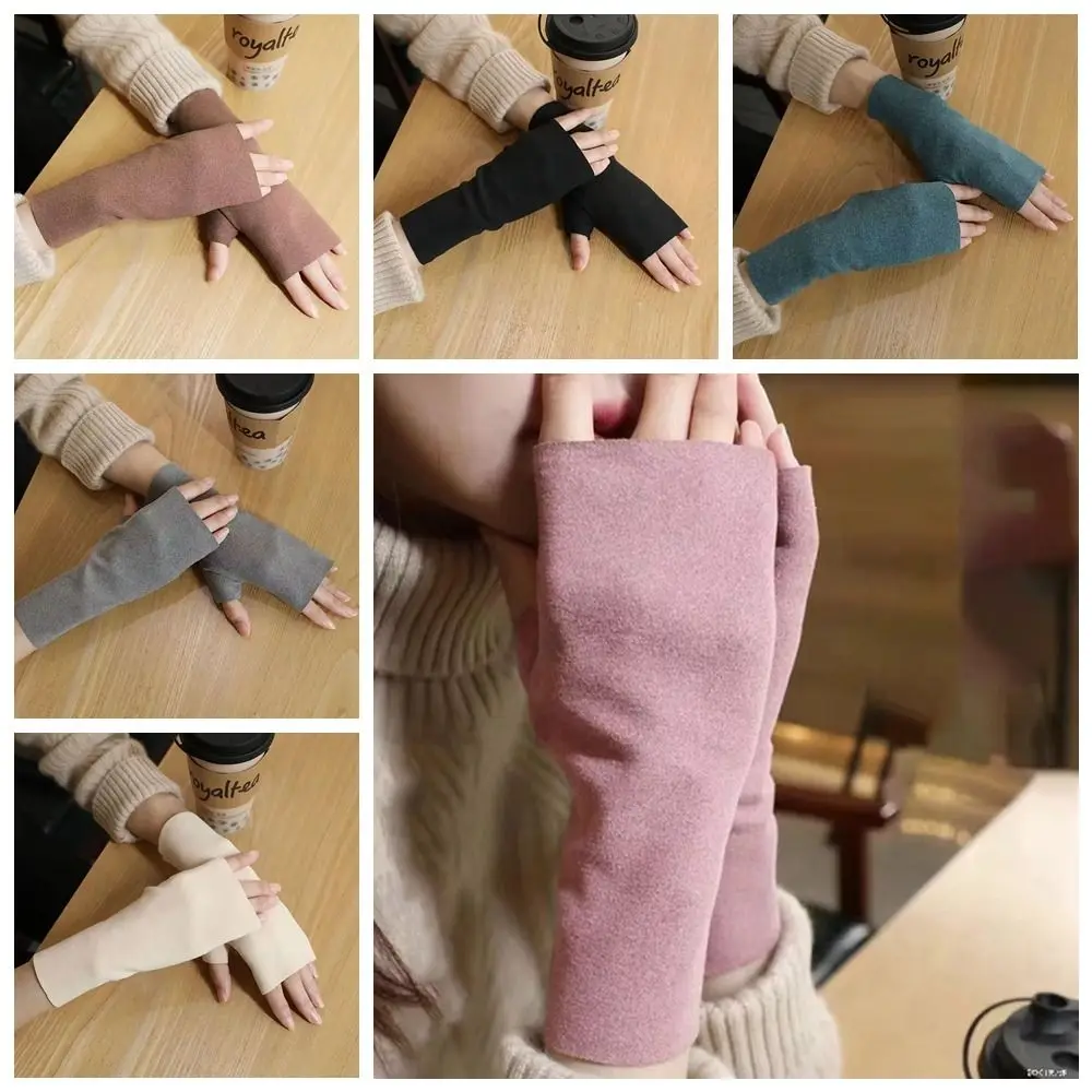 

Outdoor Riding Mittens Winter Velvet Gloves Cycling Gloves Korean Style Half Finger Gloves Touch Screen Warm Driving Warm Gloves