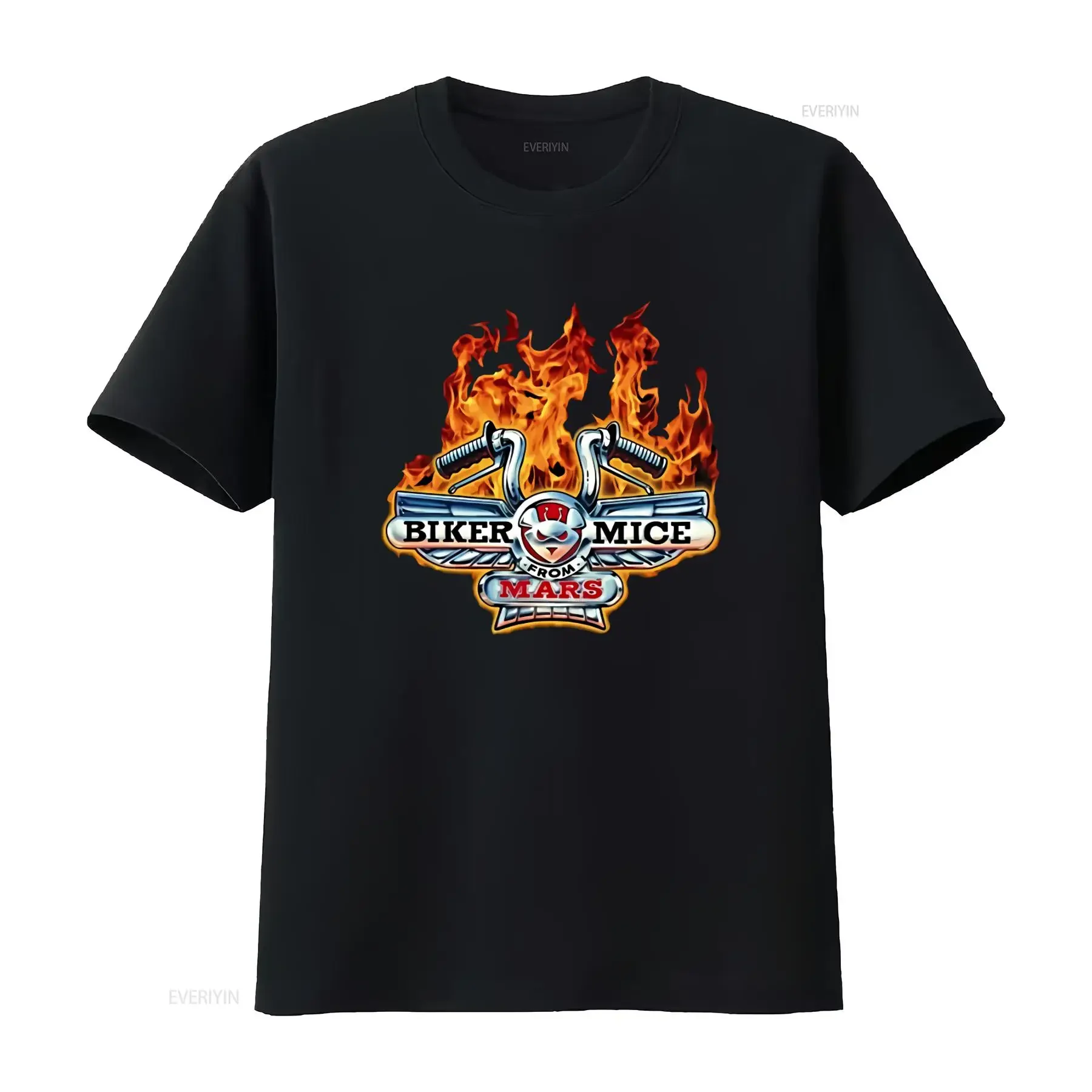 Biker Mice From Mars Retro Cartoon Flame Motorcycle Handlebar T Shirt vintage Washed Breathable Stretched Stylish graphic
