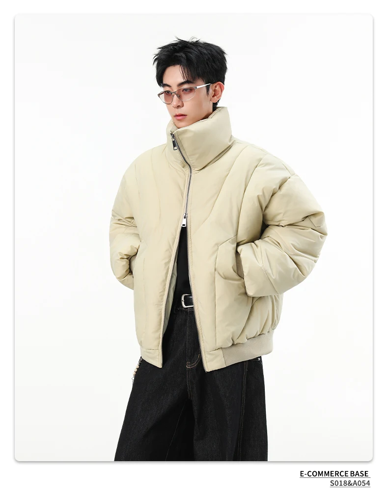IEFB Faux Suede Warm Padded Winter Jacket For Men Retro Oversized Stand Collar Zip Casual Thick Outerwear Coat 9X4141