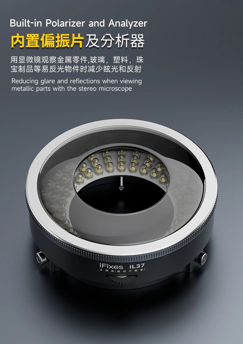 iFixes iL37 Microscope Polarized LED Ring Light Lamp/Anti Glare Illuminators Source/Microscope Lamp