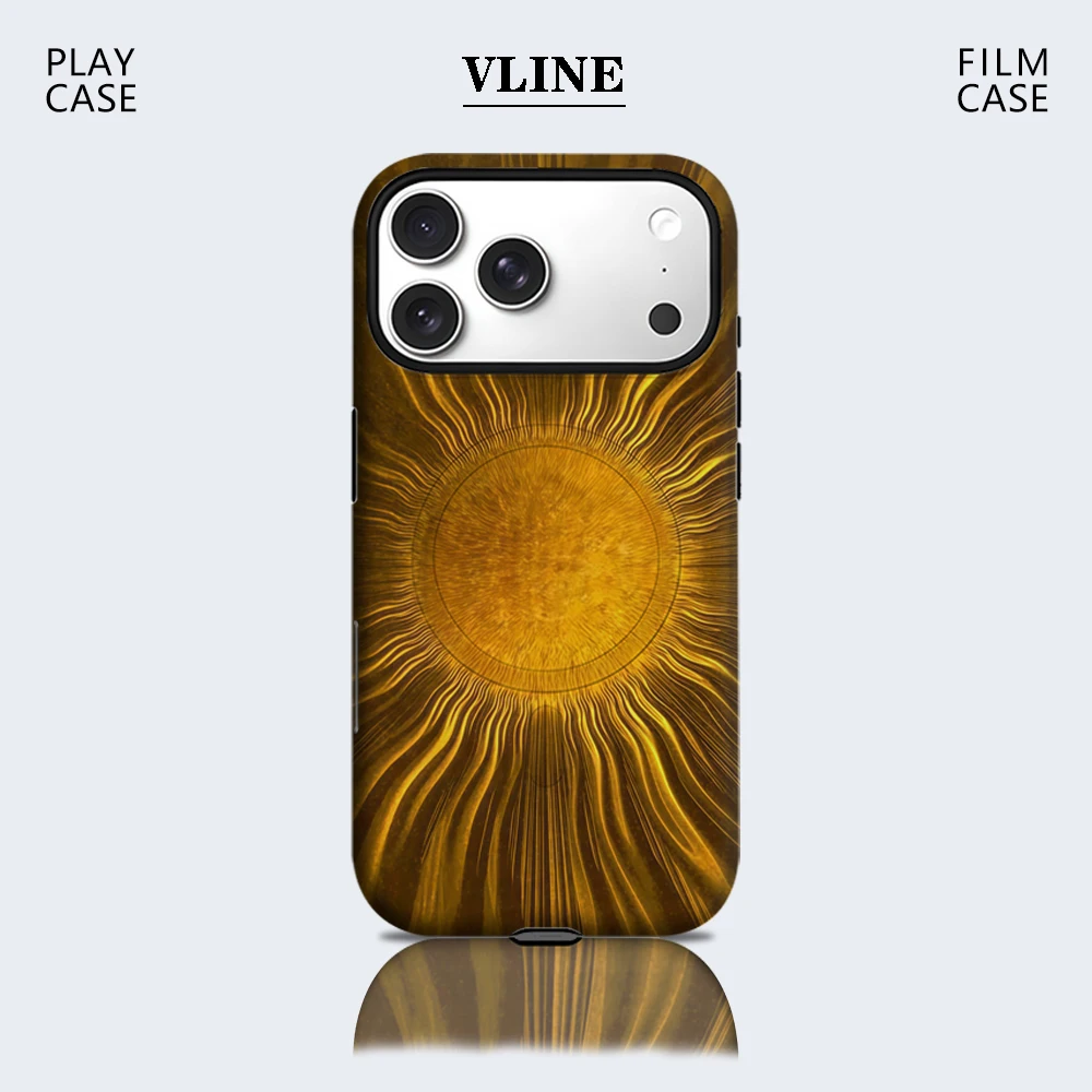Capa de Celular Golden Sunburst Radiance para iPhone 17 16 15 14 13 Pro Max Plus, Magnética, Camada Única ou Dupla, Resistente