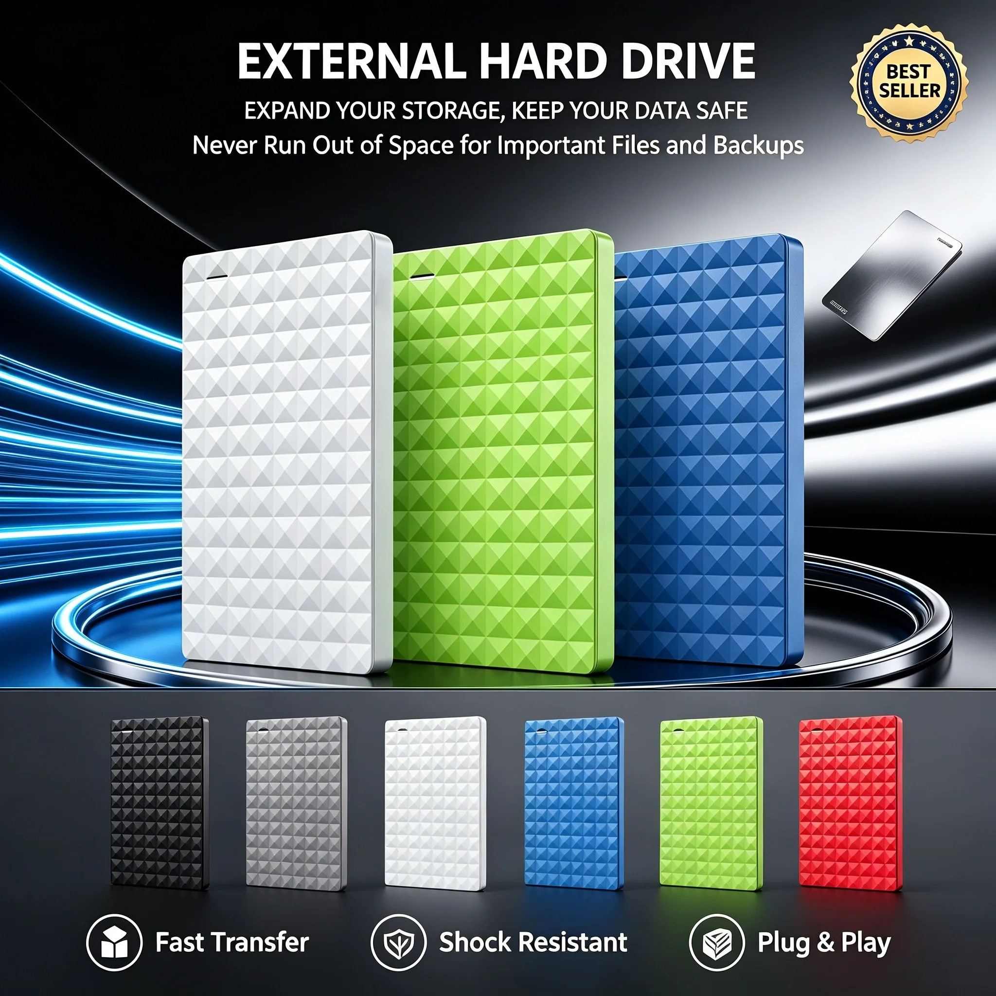 Portable USB 3.0 Hard Drive, 2.5-Inch, High-Capacity External HDD for Laptop, Office, Data Recovery, 500GB/1TB/2TB/4TB.